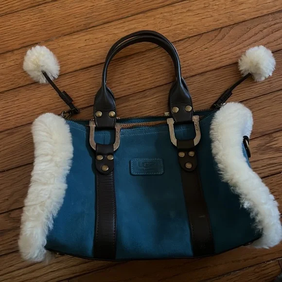 UGG Bags Ugg Blue Suede Bag Two Handle Tote With Suede Lining
